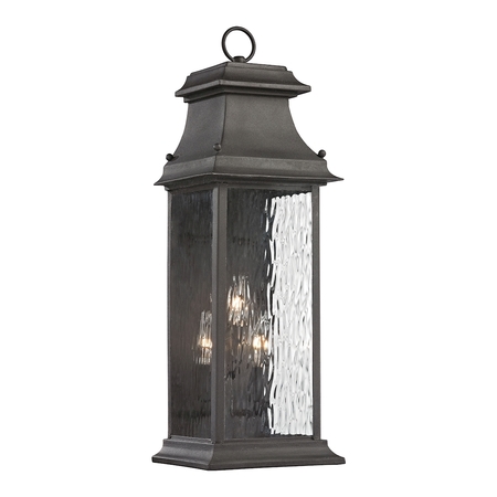 ELK LIGHTING Forged Provincial 3-Light Outdoor Wall Lamp in Charcoal 47051/3